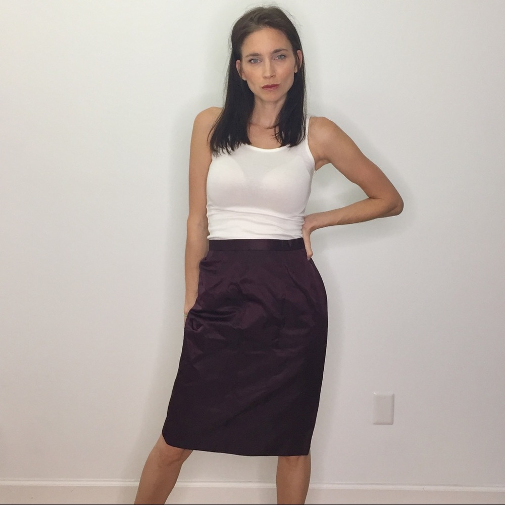 Oscar De La Renta Purple Silk Blend Pencil Skirt